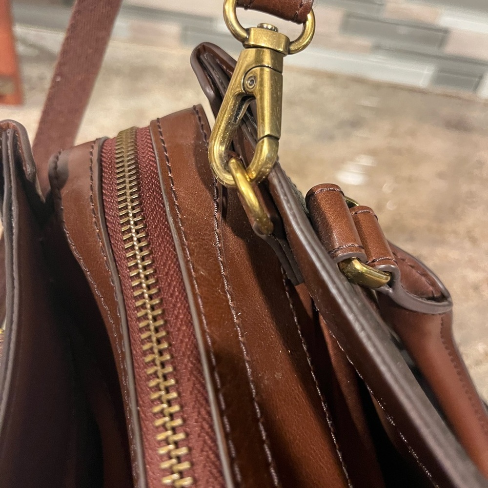 Fossil Black with Brown Leather Crossbody w/ Handles - Picture 2 of 7